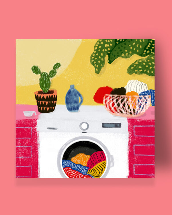 Washing Machine and Cactus Art print