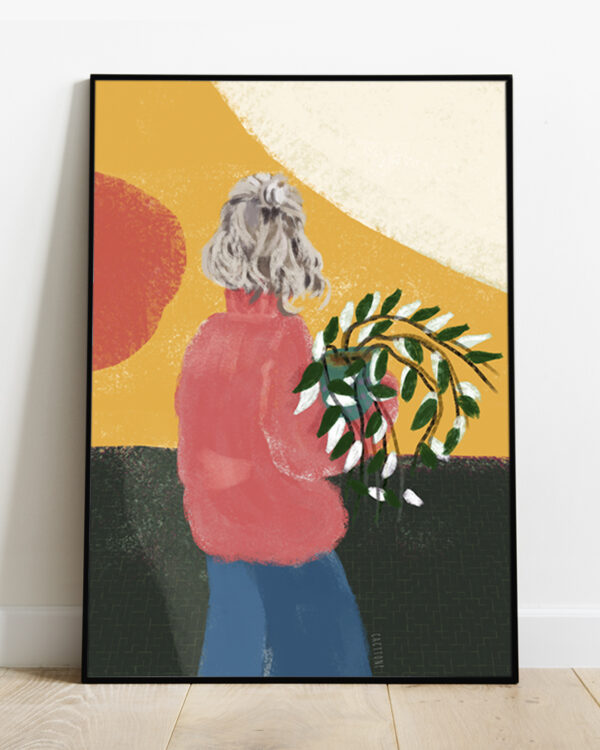 Girl Hugging a Plant Art print - Image 2