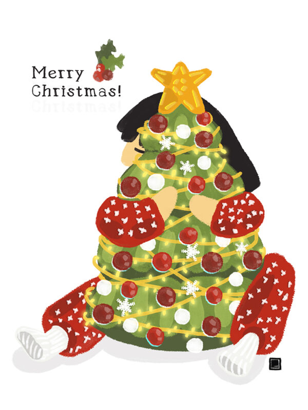 Hugging the Christmas Tree Wish Card - Image 2